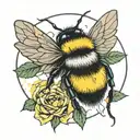 bumblebee yellow round fluff soft tattoo design idea