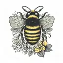 bumblebee yellow round fluff soft tattoo design idea