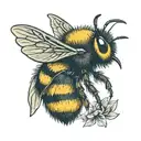 bumblebee yellow round fluff soft tattoo design idea
