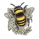 bumblebee yellow round fluff soft tattoo design idea
