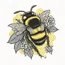 bumblebee yellow round fluff soft tattoo design idea
