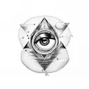 a upside triangle with a female eye below it tattoo design idea