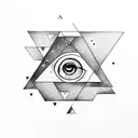 a upside triangle with a female eye below it tattoo design idea