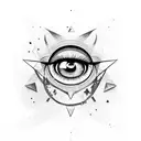 a upside triangle with a female eye below it tattoo design idea