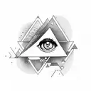 a upside triangle with a female eye below it tattoo design idea