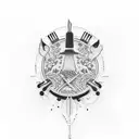 japaneese chef knife tattoo design idea