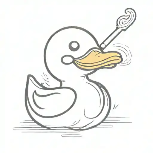 Rubber Duck smoking a tobacco pipe shaped like tattoo design idea