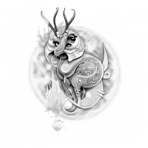 pembe zambak,kurt,doğa tattoo design idea