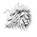 Rasta lion with dreadlocks roaring side profile  tattoo design idea
