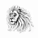 Rasta lion with dreadlocks roaring side profile  tattoo design idea