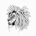 Rasta lion with dreadlocks roaring side profile  tattoo design idea