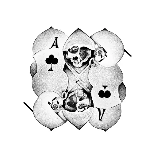 a card of a three of hearts with a skull inside, the skull must be coming out slightly from the card giving a 3d effect  tattoo design idea