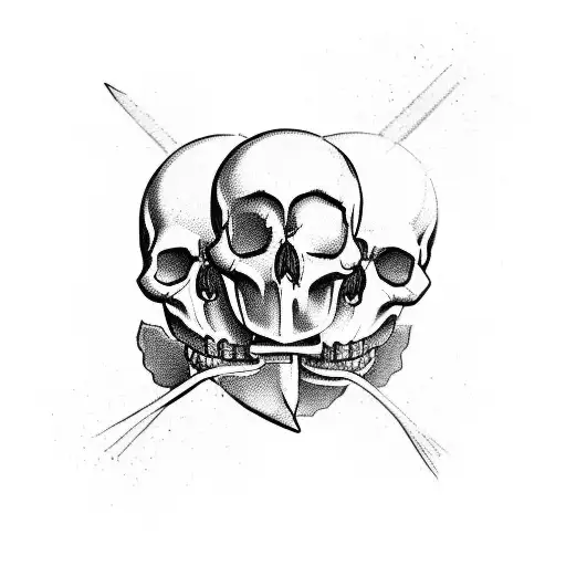 a card of a three of hearts with a skull inside, the skull must be coming out slightly from the card giving a 3d effect  tattoo design idea