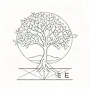 A minimalist tattoo of a geometric pattern incorporating the tree letters 'M', 'E', and 'D' in a subtle and artistic way tattoo design idea