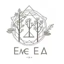 A minimalist tattoo of a geometric pattern incorporating the tree letters 'M', 'E', and 'D' in a subtle and artistic way tattoo design idea