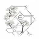 A minimalist tattoo of a geometric pattern incorporating the tree letters 'M', 'E', and 'D' in a subtle and artistic way tattoo design idea