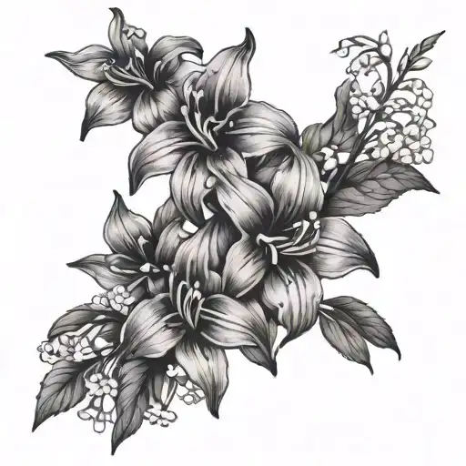larkspur and Lilly of the valley tattoo design idea