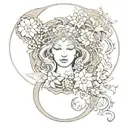 triple moon goddess and flowers intertwined tattoo design idea