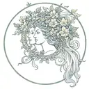 triple moon goddess and flowers intertwined tattoo design idea