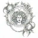 triple moon goddess and flowers intertwined tattoo design idea