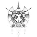 sailor moon simple lines tattoo design idea