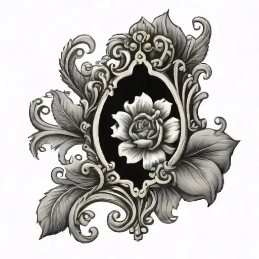 keyhole in an ornate flower shaped frame tattoo design idea