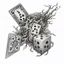 Dark Clouds, Storm, Lightning, Thunder, Playing cards and dice  tattoo design idea