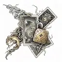 Dark Clouds, Storm, Lightning, Thunder, Playing cards and dice  tattoo design idea