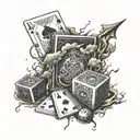 Dark Clouds, Storm, Lightning, Thunder, Playing cards and dice  tattoo design idea