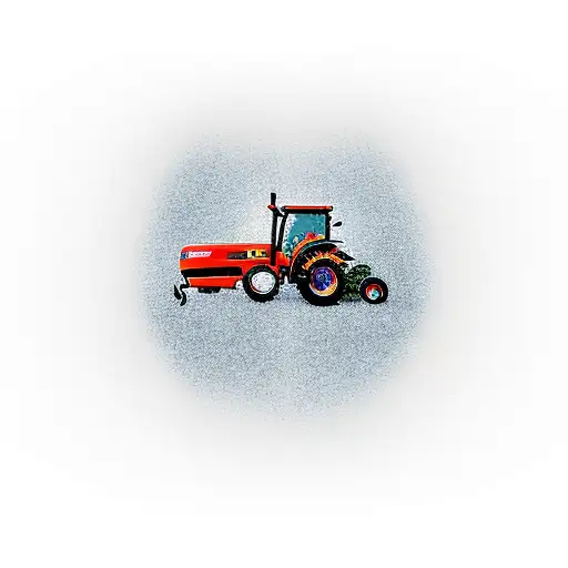 A vibrant and detailed cornfield with a tractor harvesting the crops tattoo design idea