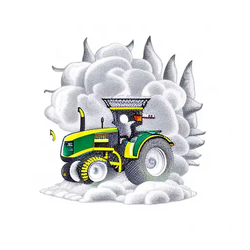 An imaginative new-school design showcasing a cornstalk transforming into a tractor tattoo design idea