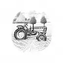 Tractor in a cornfield tattoo design idea