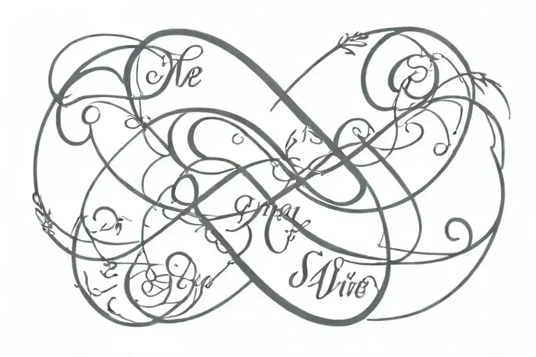 names hidden within infinity symbol incorporated tattoo design idea
