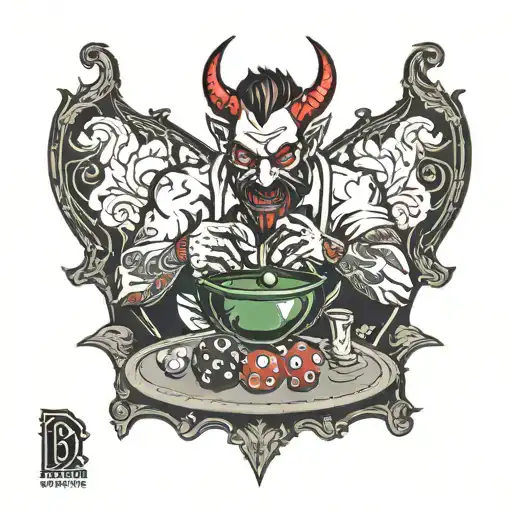 Devil playing billiards  tattoo design idea