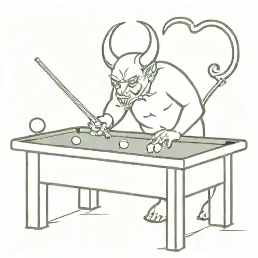 Devil playing billiards  tattoo design idea