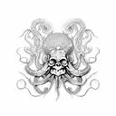 Octopus skull tattoo design idea