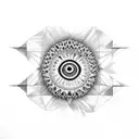 God's eye with honeycomb structure around god's eye for arm band tattoo design idea