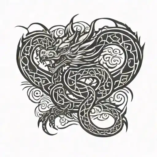 dragon mma fighter tattoo design idea