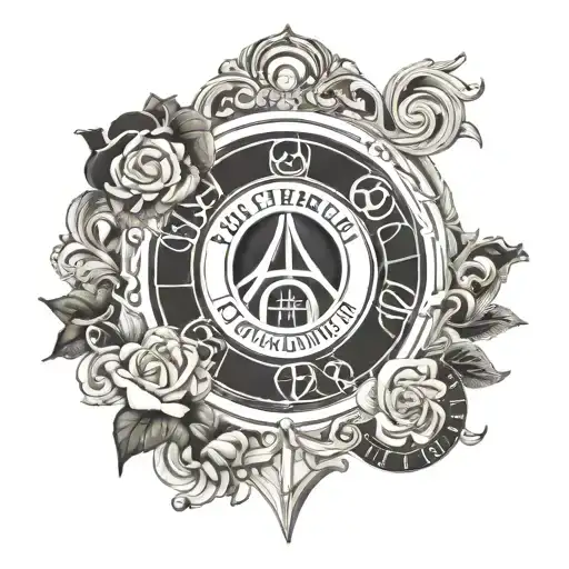 A delicate tattoo of the Paris Saint-Germain crest with a small tribute to Ed Sheeran hidden within the intricate details tattoo design idea