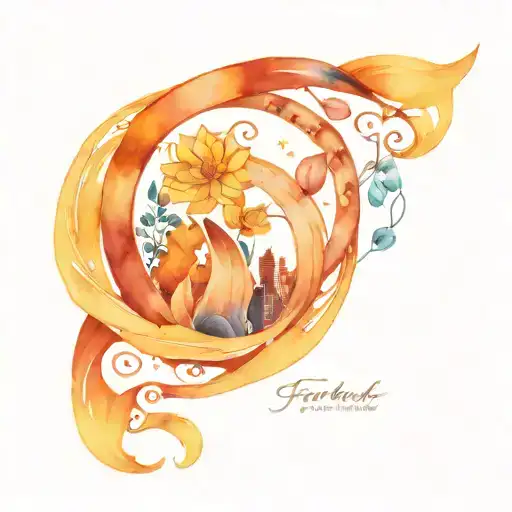 A tattoo design featuring iconic elements from the TV show FRIENDS intertwined with lyrics from an Ed Sheeran song tattoo design idea