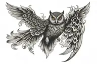 owl surrounded by flames tattoo design idea