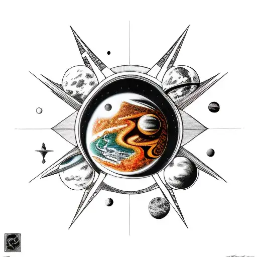 planets, black and white, vivienne westwood tattoo design idea