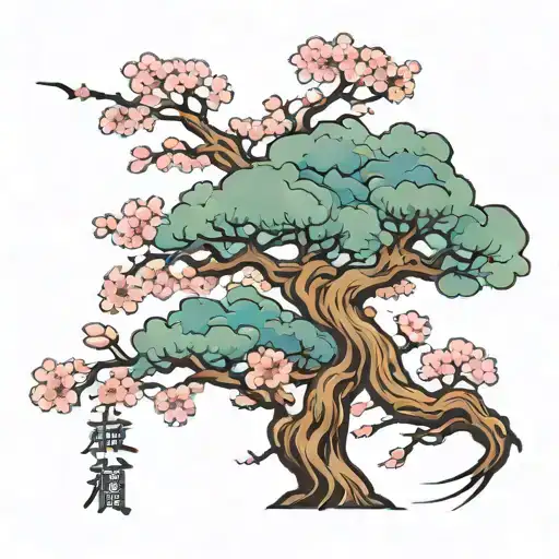 sakura tree, self-confidence and wisdom  tattoo design idea