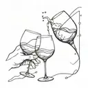 two wine classes clinking with the splash making a love hear  tattoo design idea