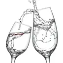 two wine classes clinking with the splash making a love hear  tattoo design idea