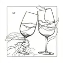 two wine classes clinking with the splash making a love hear  tattoo design idea