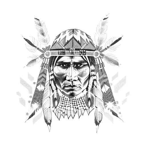 native American quilt flowers tattoo design idea