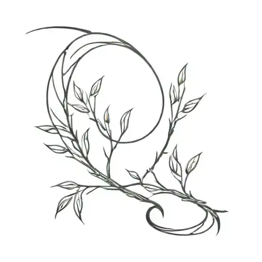 crescent moon made of willow branch  tattoo design idea