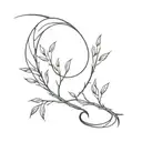 crescent moon made of willow branch  tattoo design idea
