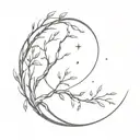 crescent moon made of willow branch  tattoo design idea